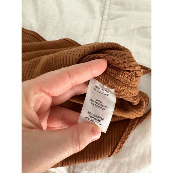 Acoa Mona Ruched Knit Brown MIDI Dress Size XS NWT - Picture 5 of 6